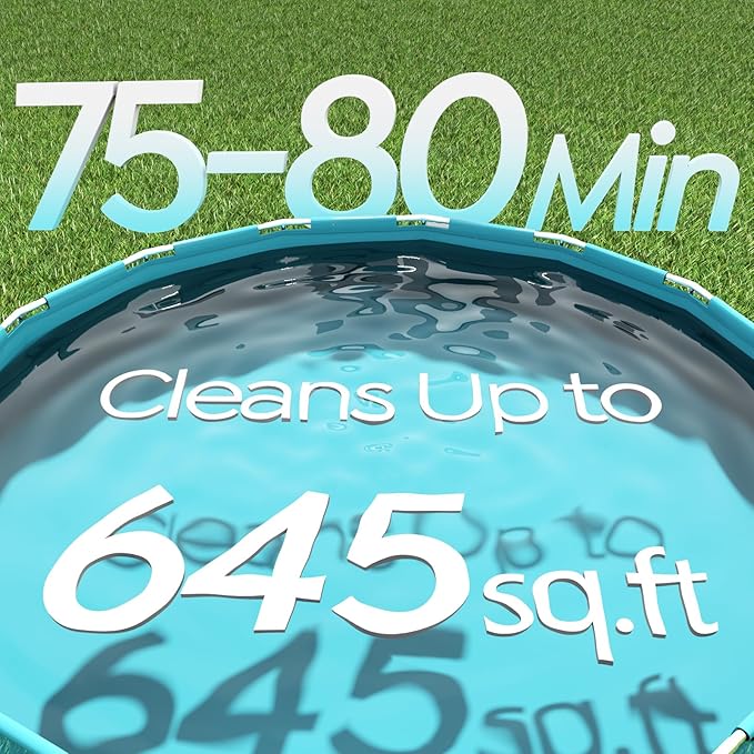 Pleco S1 Cordless Pool Vacuum Robotic Pool Cleaner with 75-80Mins Runtime, Small Pool Robot for Above-Ground Pools up to 645 Sq.ft, Lightweight, Auto-Parking