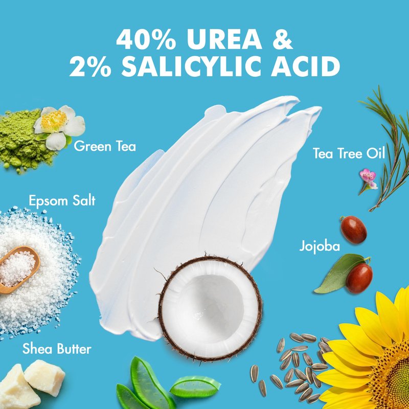Ebanel Urea Cream 40% plus Salicylic Acid 2%, Foot Cream for Dry Cracked Heels Feet Knees Elbows Hands, Foot Dead Skin Cuticle Callus Remover Toenail Softener, Keratolytic Skin Barrier Repair Cream