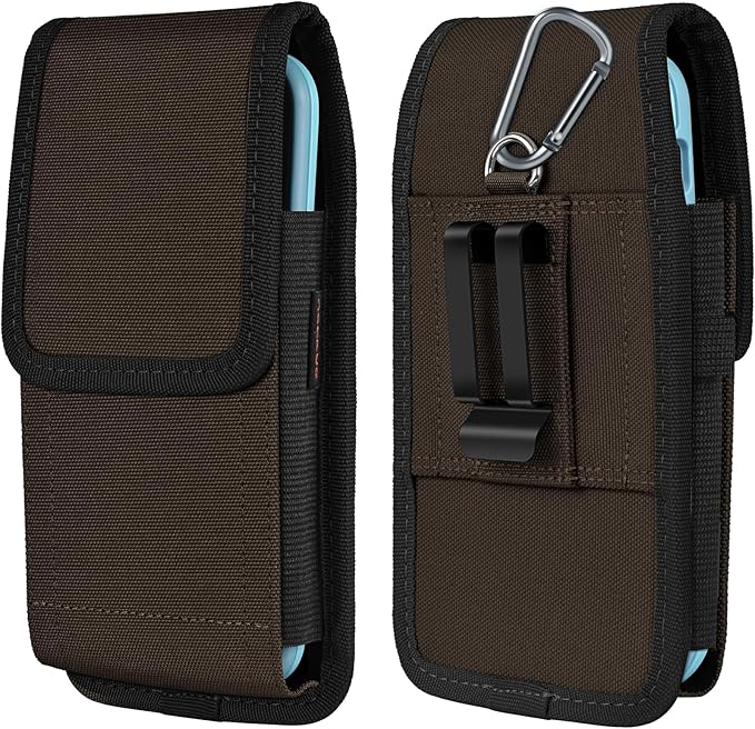 ACCKUO Phone Holster for Belt with Metal Clip and Magnetic Closure Compatible with iPhone 17 Air, 16/15/14/13/12 Pro Max, Galaxy S26/S25/S24/S23/S22 Plus & FE for Everyday Protection, L-Coffee