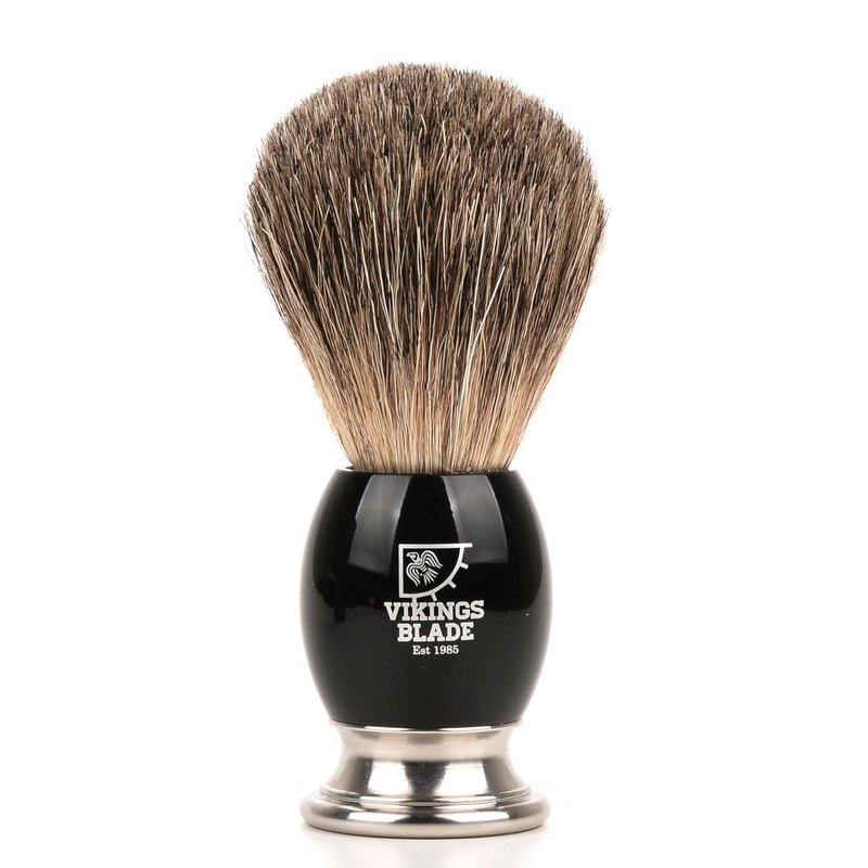 VIKINGS BLADE Luxury Shaving Brush for Men - Ultra Heavy Acrylic & 316L Steel Handle | Dark Stallion Color, Super Strong Knot