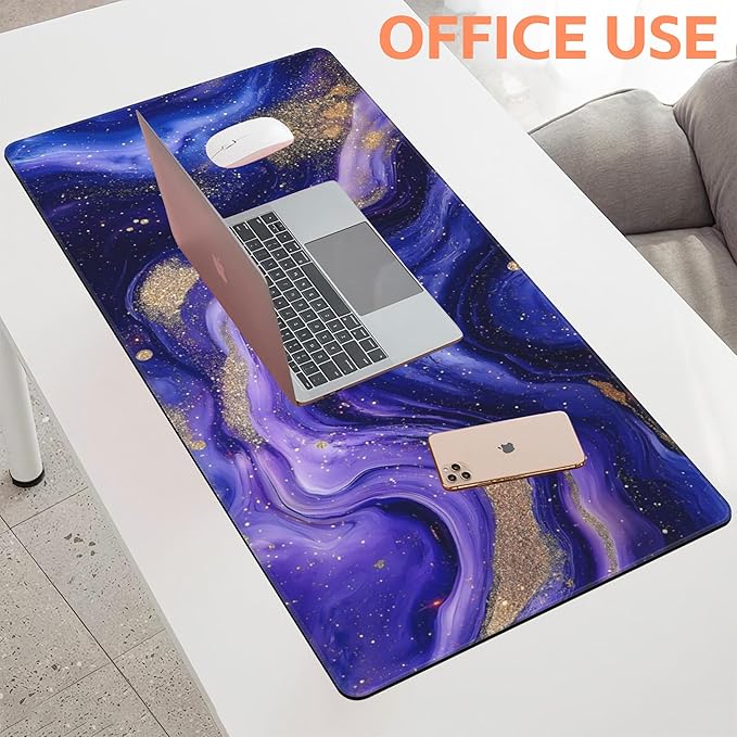 NIYLYNSYN Mouse Pad Large Fluid Art Marble Texture Non-Slip Game Desk Mat with Stitched Edge Laptop Keyboard Desk Pad for Work Home Gaming (35.4 x 15.7 Inches)