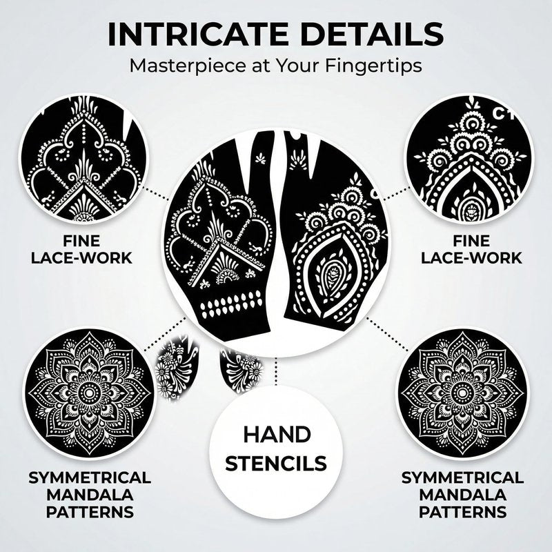 Kotbs 32 Sheets Henna Tattoo Stencils for Hands Forearm Face Paint Body Art, Temporary Glitter Airbrush Flower Tattoo Stencils for Women and Girls Reusable