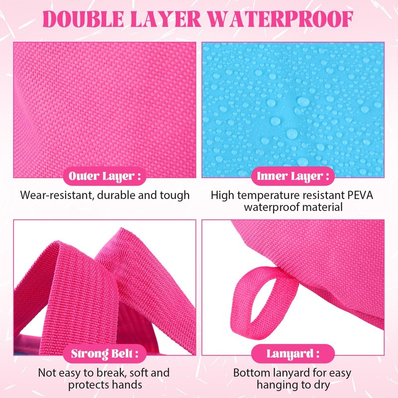 FillTouch 6 Sets Foldable Foot Bath Kit 15L Collapsible Foot Soaking Tub Bathroom Towels Women Adult Foldable Slippers with Storage Bag Spa Soak Pedicure Bath for Travel Camping(Rose Red)