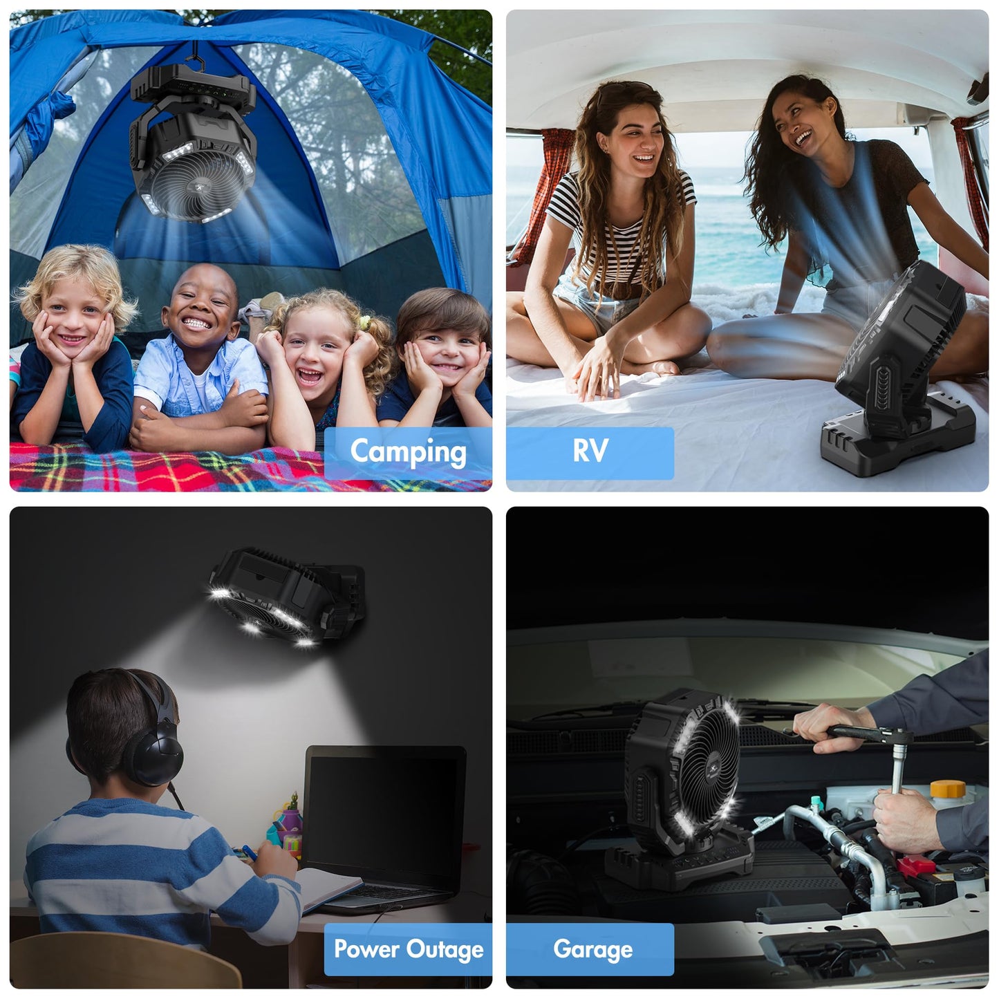 40000mAh Battery Powered Fan, Rechargeable Oscillating Floor Fan with Remote, 136H Cooling Max Camping Essentials for RV, Fathers Day Gift for Men Dad Blue Collar Workers, Co-Branded with AMACOOL