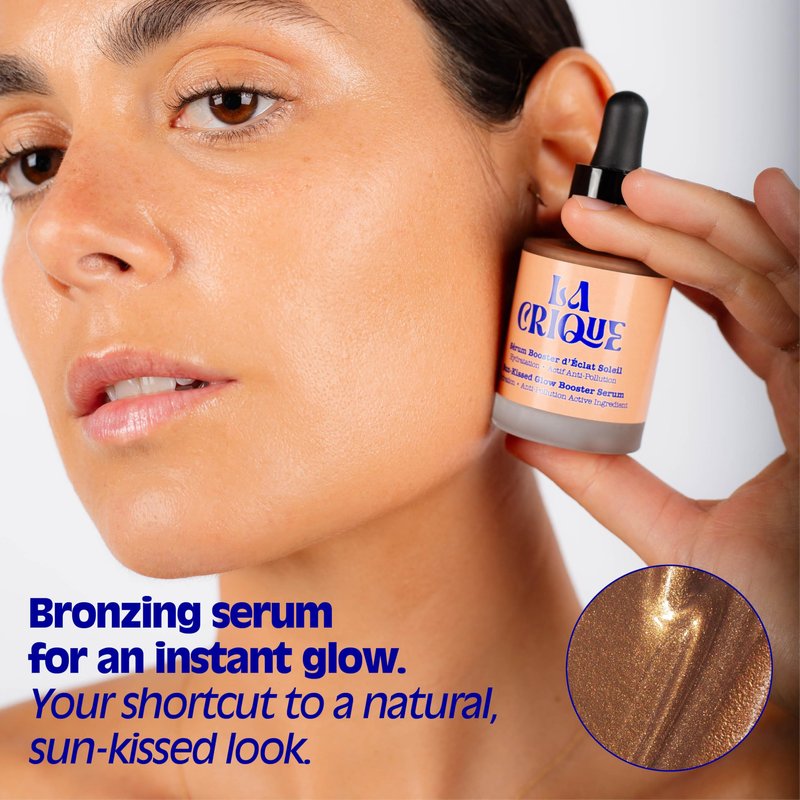 La Crique Bronzing Face Serum - Hydrating Bronzing Drops with Hyaluronic Acid & Anti-Pollution Protection - Natural Sun-Kissed Glow for All Skin Types - Vegan Friendly, Clean Beauty - 1 fl oz