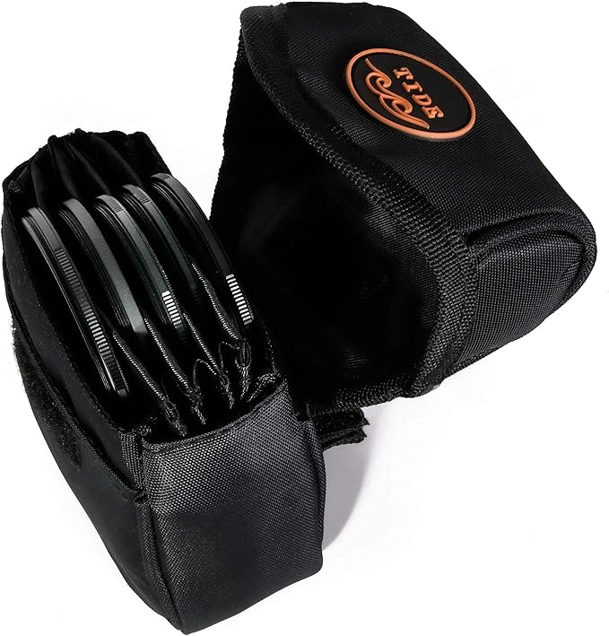 Tide Optics Lens Filter Pouch | Holds 5 Filters Up to 86mm | Water & Dust Resistant Durable Protective Case with Removable Inner Lining