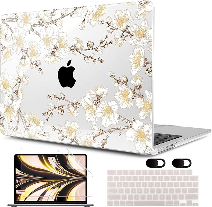 MEEgoodo Case for M5/M4/M3/M2 MacBook Air 13 inch 2026 2025 2024 2022, Fit Model A3449/A3240/A3113/A2681, Case Compatible with MacBook Air 13.6-inch, Cherry Branches