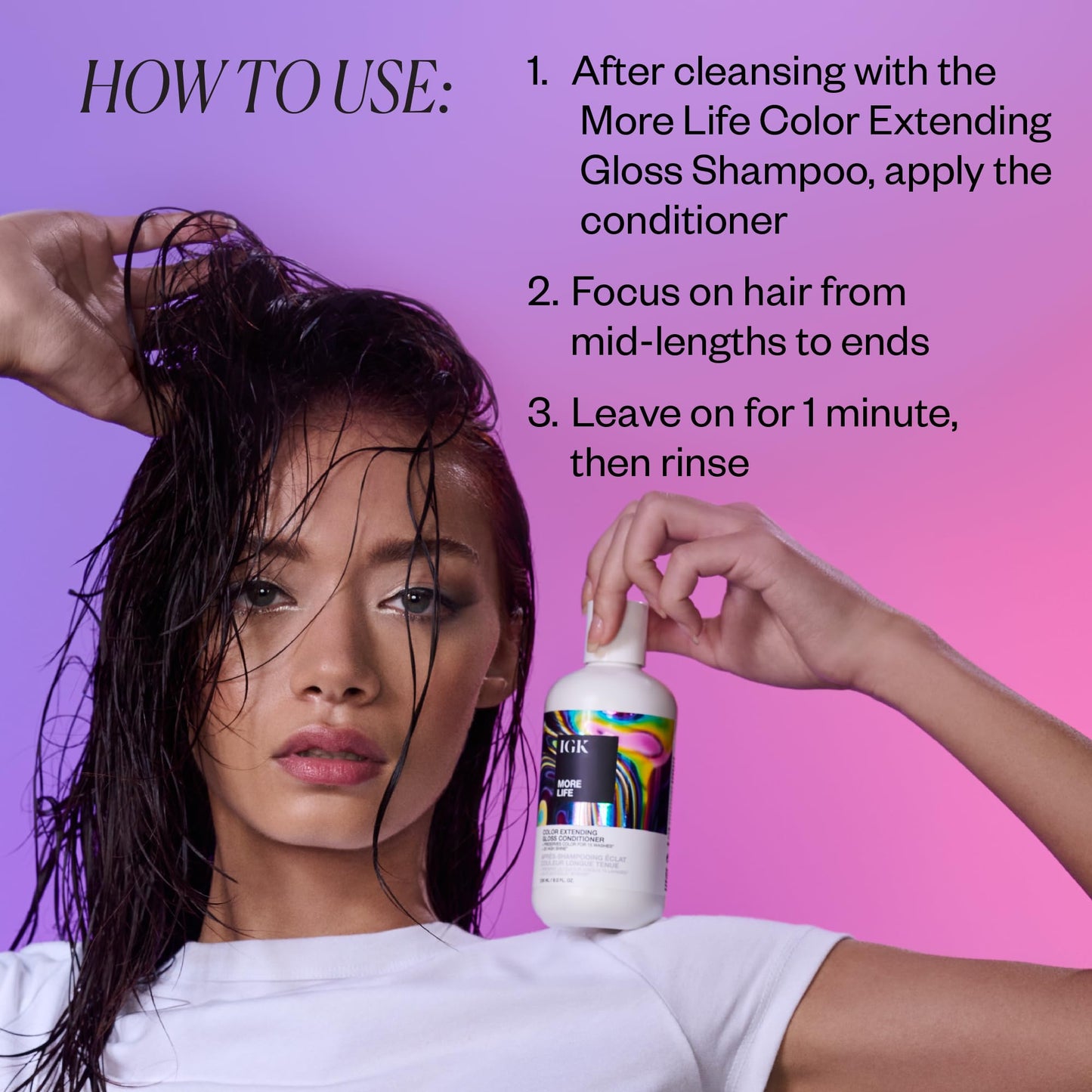 IGK MORE LIFE Color Extending Conditioner | Extends Color While Boosting Gloss and Softness | Helps Protect Color-Treated Hair from Fade | 8 Oz
