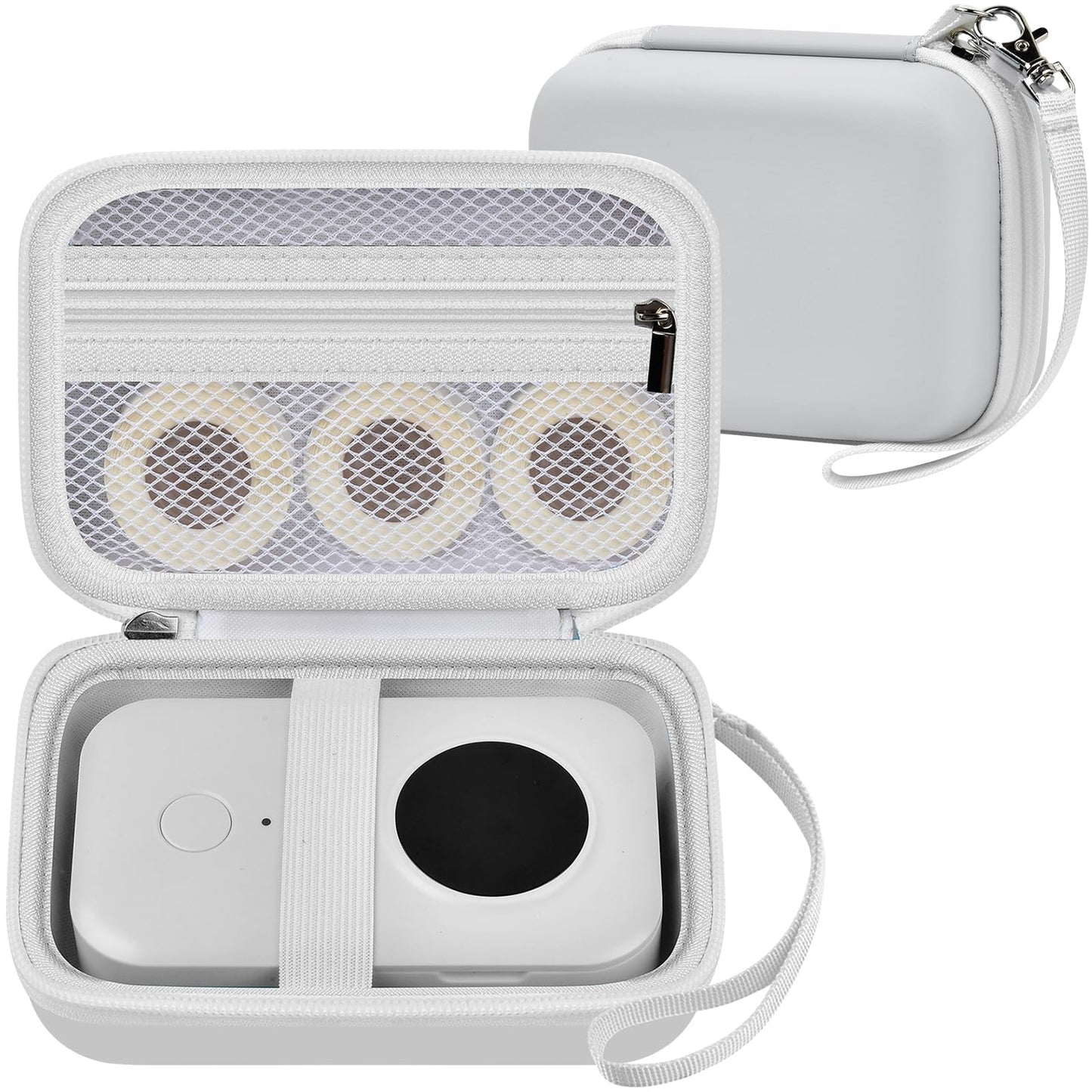 PAIYULE Hard Carrying Case for Phomemo D30 D35 Label Maker, Label Printer Case for Nelko P21, for NIIMBOT D110 D11, for Marklife P11 P12, for SUPVAN E10 Storage Bag with Mesh Pocket(White)