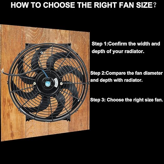 FSBCGT 2PCS 14 Inch Universal Slim Fan Push Pull Electric Radiator Cooling Fan Mount Kit 12V 90W Black