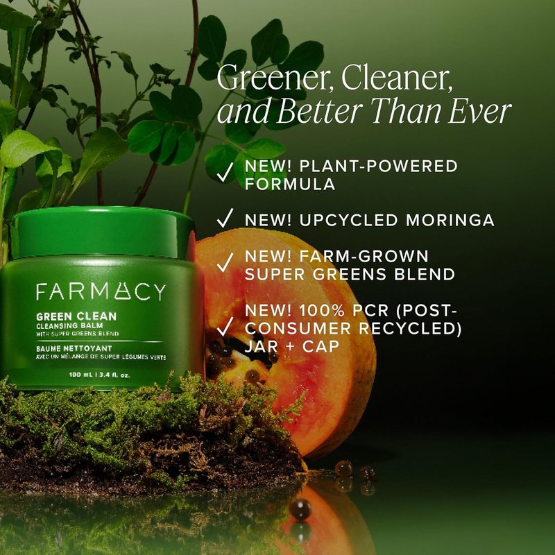 Farmacy Makeup Remover Balm - Green Clean Waterproof Oil Cleanser for Face | Hydrates & Softens Skin with Super Greens (100ml)