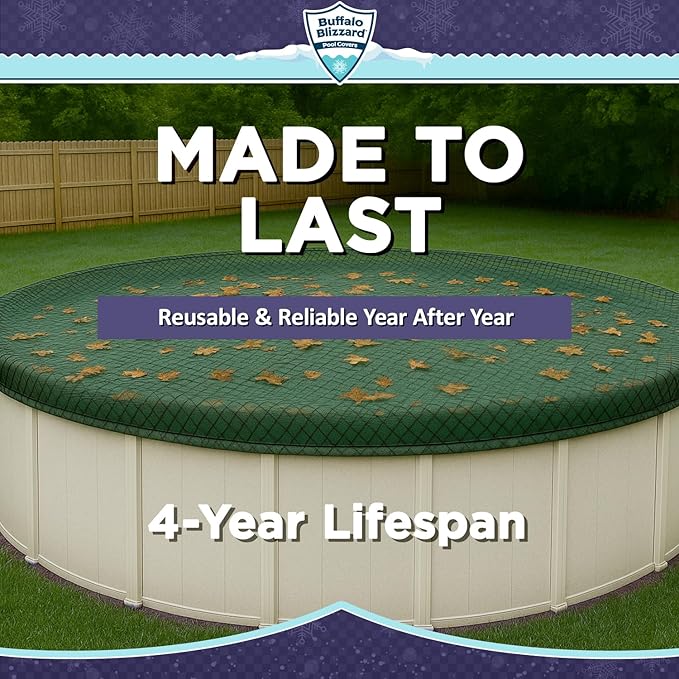 Buffalo Blizzard 15 ft x 24 ft / 25 ft Oval Pool Leaf Net | Mesh Pool Net Cover | Leaf Net for Above Ground Pool | Remove Debris from Your Winter Cover | 3 Ft of Overlap | Winch & Cable Included