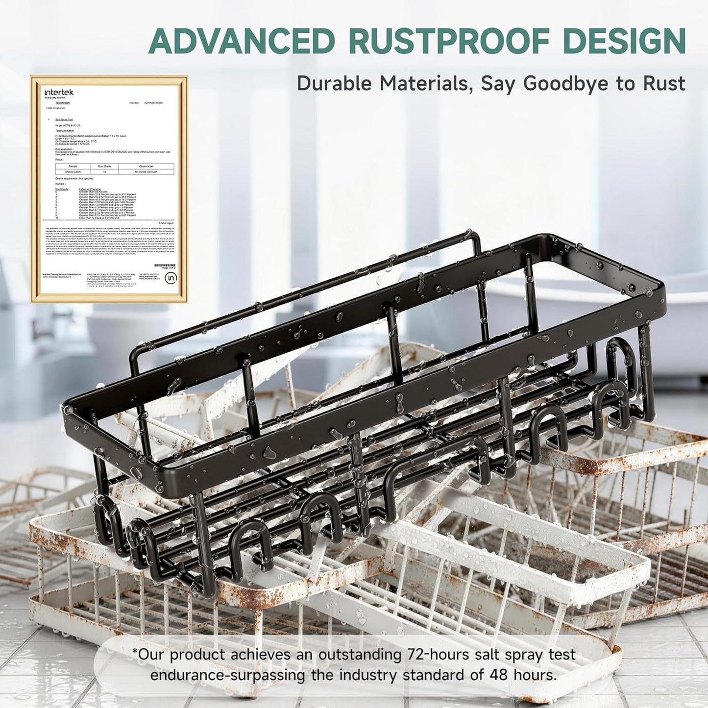 Veken Shower Caddy - Rustproof & Waterproof Adhesive Corner Shelves | 5-Pack Large Bathroom Organizer in Black