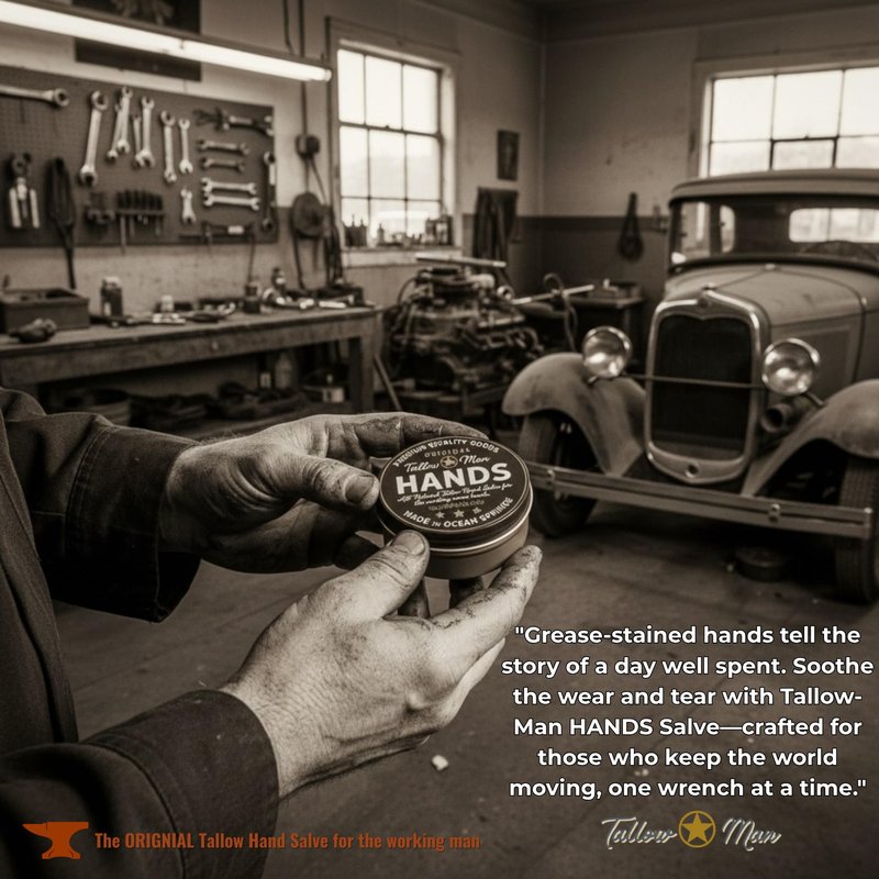 Tallow Man Hand Salve – Heavy-Duty Hand Repair for Working Men | Grass-Fed Tallow 5oz