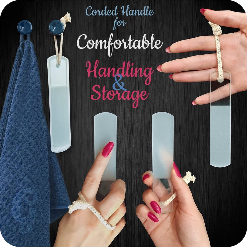 GLADZY Genuine Czech Glass Nail File Set - Callus Remover Foot Rasp, Double Sided Different Grit Surface, Professional Manicure and Pedicure Tools for Natural Nails, Nail Shaper, Ethically Made in EU