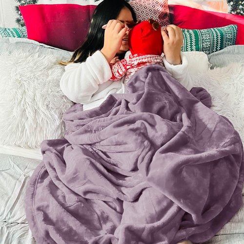 Bedsure GentleSoft Fleece Blanket - Lightweight Plush Cozy Twin Size Fog Purple, 60x80 Inches