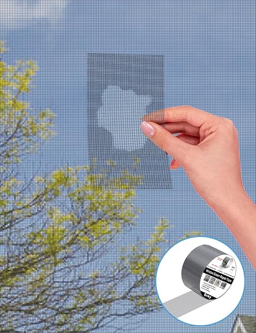 WOHOHOHO Window Screen Repair Tape, 2 in X 20 FT (240IN) Grey Screen Patch Repair Kit, 3-Layer Strong Adhesive Invisible Screen Tape Mesh Repair for Windows, Doors Garage Mosquito Net Magnetic Screen