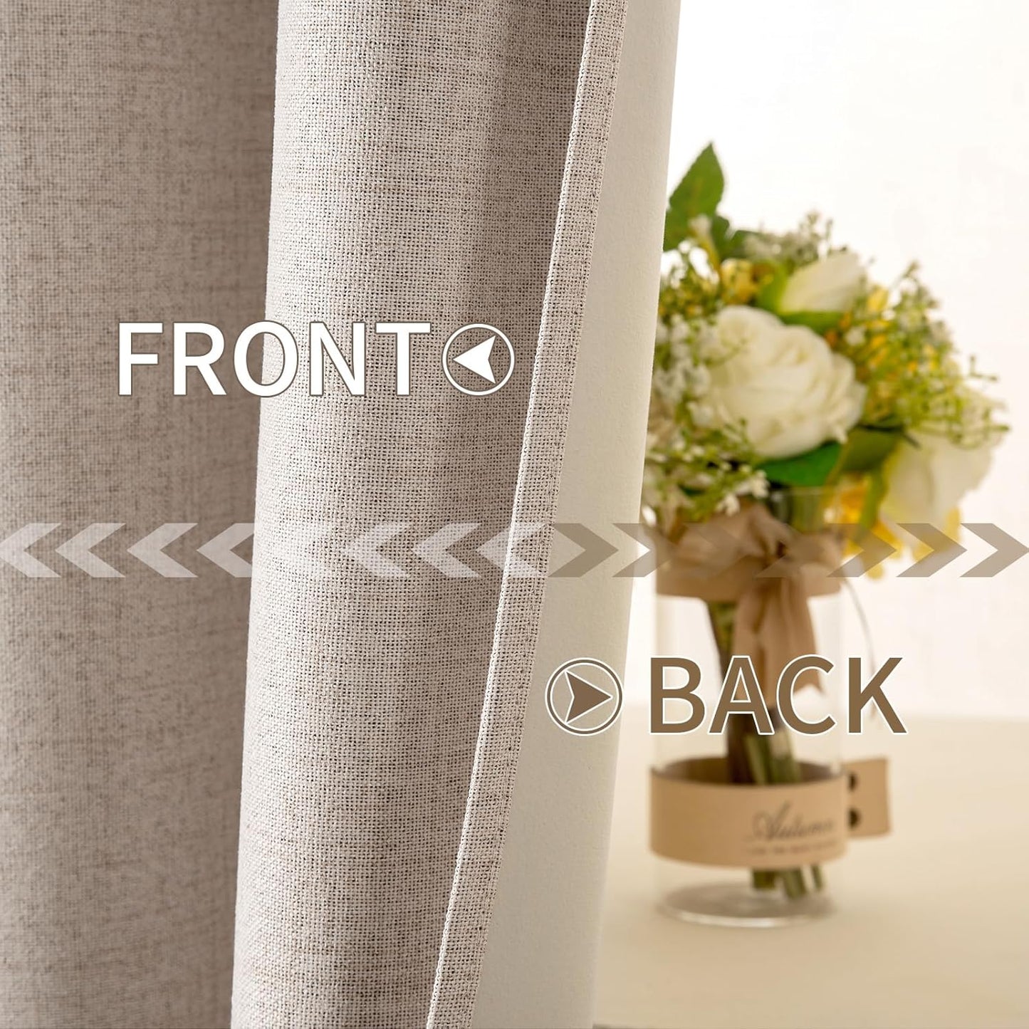MIULEE 100% Blackout Textured Curtains - Thermal Insulated Room Darkening Drapes | Natural Beige, 52 x 94 Inch (2 Panels)