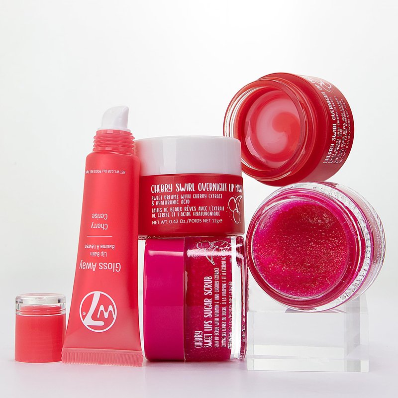 W7 Sweet Dreams Lip Care Trio - 3 Piece Set - Overnight Lip Mask, Lip Balm & Lip Scrub - Cherry