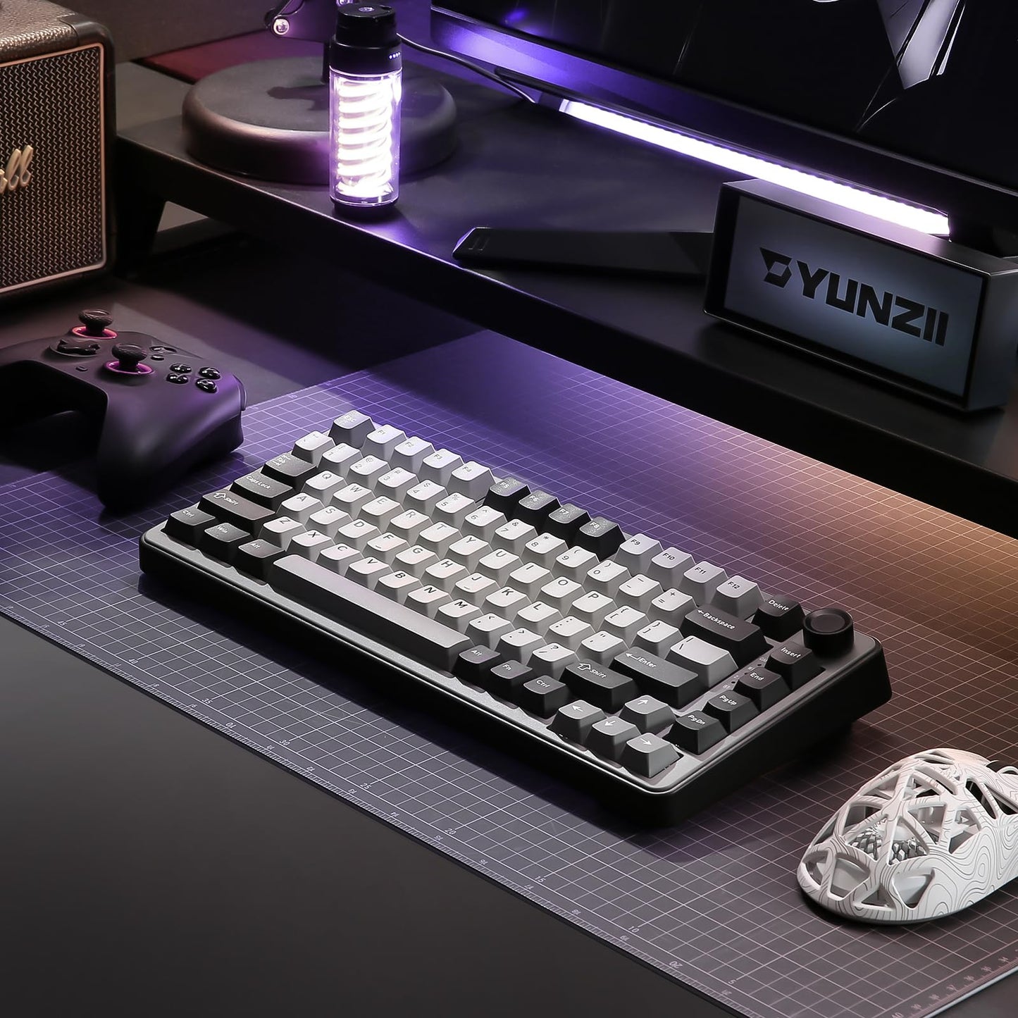 YUNZII B75 PRO Wireless Mechanical Keyboard,75% Layout with Knob,Hot Swap Gasket Custom Structure,Creamy Pre-lubed Switches,RGB Backlit,BT/Type-C/2.4G for Win/Mac(Cocoa Cream V2 Switch,Dark Grey)