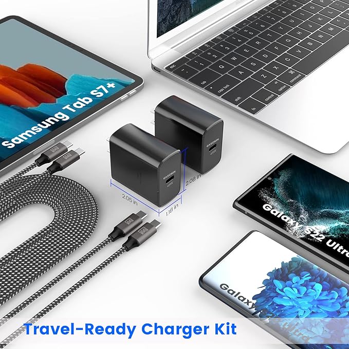 Super Fast Charger Type C, [2 Pack] USB-C Charger PD/PPS Wall Charging Block for Samsung Galaxy S26 Ultra/S25 Ultra/S25+/S25/S24/S23 Ultra/S23+/S22 Ultra/S22+/S20 Ultra, Tab S8(with 2X 6.6ft Cable)