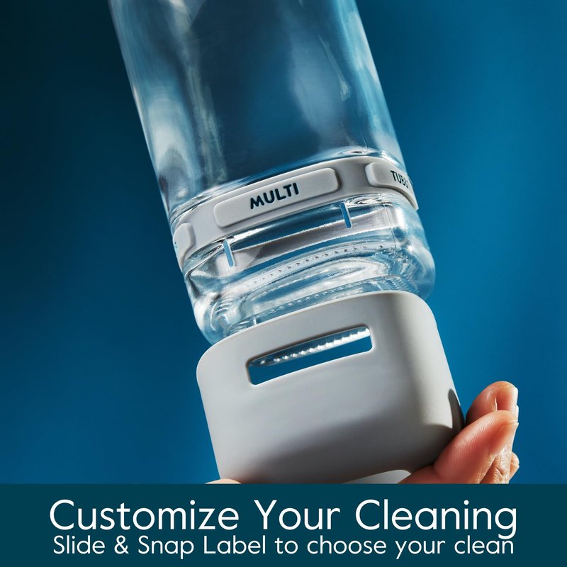 Grove Co. Glass Spray Bottles for Cleaning Solutions, 2-Pack Bundle, Unique Silicone Sleeve Slide & Snap Custom Label, Refillable Spray Bottle, Made from Recycled Glass, 2 x 16 oz