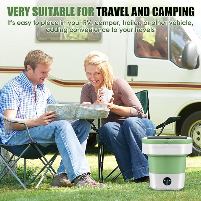 Portable Washing Machine 16L Mini Laundry Washer 3 Modes with Spin Basket Laundry Machine Cleaning Depth Underwear,Baby Clothes Small Shirt for Apartments Dormitories Hotels and Camping (Green)