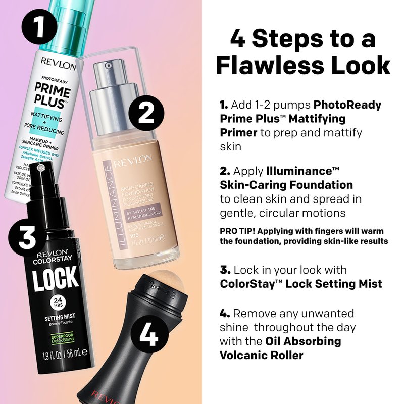 Revlon Illuminance Skin-Caring Liquid Foundation, Hyaluronic Acid, Hydrating and Nourishing Formula with Medium Coverage, 201 Creamy Natural, 1 fl oz