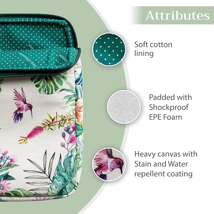 Maison d'Hermine Laptop Bag with Pocket Upto 13.5 inch Stain and Water Repellent Cotton Canvas Spring Summer (Tropiques)