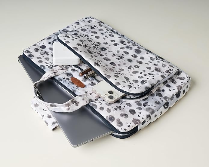 Maison d'Hermine Laptop Bag with Pocket Upto 13.5 inch Stain and Water Repellent Cotton Canvas Spring Summer (Cheeta)