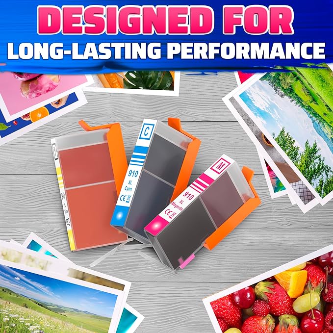 910XL Ink Cartridge Combo Pack – Includes Black & Color – Compatible with HP 8020, 8025, 8028, 8030, 8035, 8010, 8015, 8018, 8022 – Vivid Results – Easy Installation