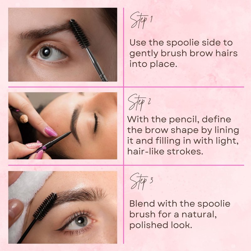 Kelley Baker Brow Defining Pencil, Micro-Thin Tip for Precise Hair-Like Strokes and Shaped Brows, Smudge-Resistant Long-Lasting Formula, Built-In Spoolie for Natural Soft Defined Brows, (Brown)