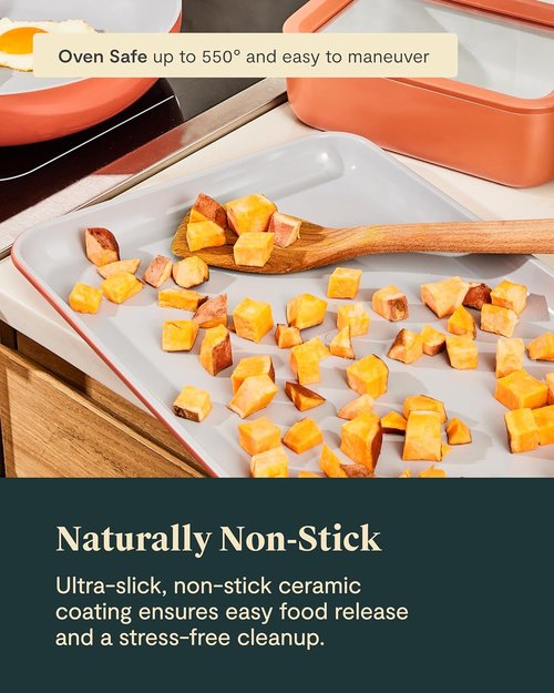 Caraway Non-Stick Ceramic Baking Sheet - Non-Toxic, PTFE & PFOA Free - Ideal for Baking & Roasting - Medium (15" x 10") - Sage