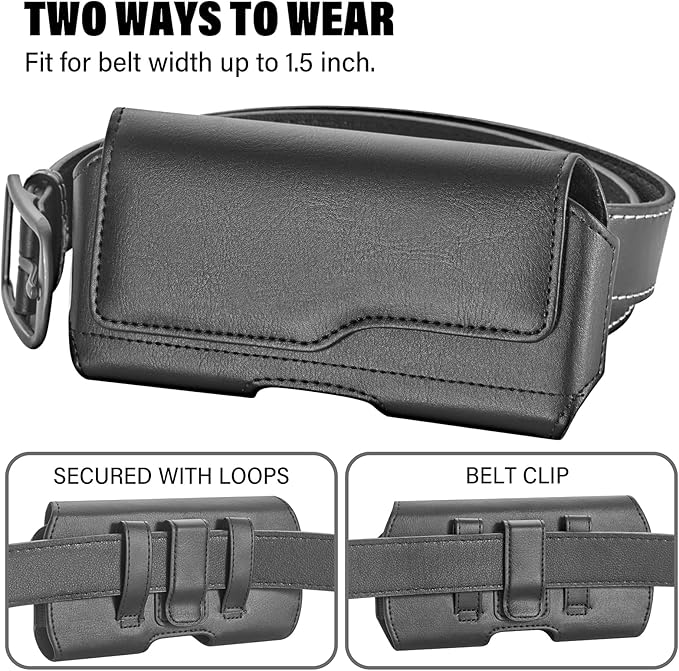 NUVAVO Holster Case for iPhone 15 Plus&15Pro Max, 14 Plus&14Pro Max, 13/12/11 Pro Max, Samsung Galaxy S24+ S23+ S22+ S21+ Plus Series, Phone Holder with Belt Clip (Fits Otterbox Commuter Case on)Black