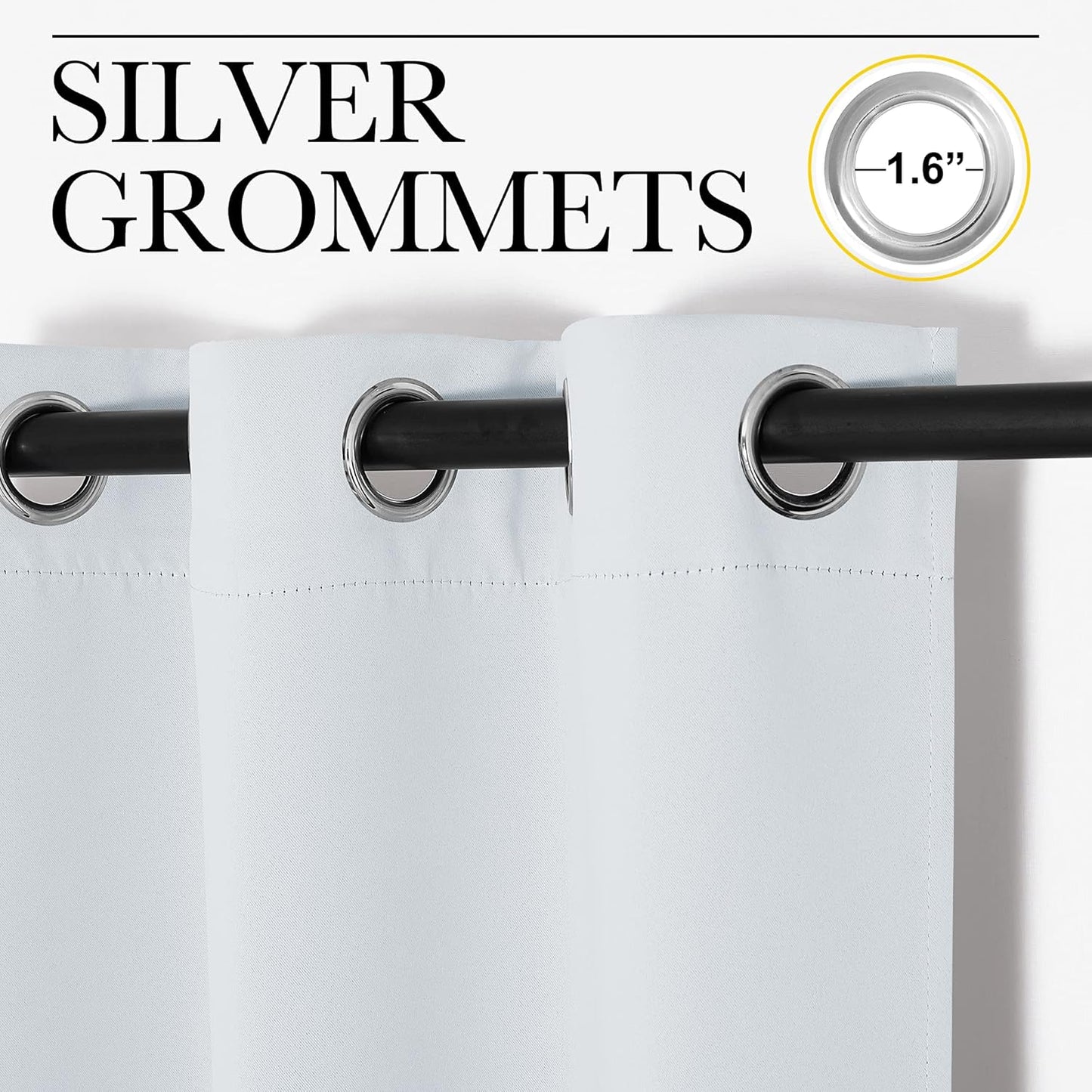 NICETOWN Room Darkening Curtain Panels - Thermal Insulated | 55" W x 108" L | Greyish White, Perfect for Bedrooms & Nurseries
