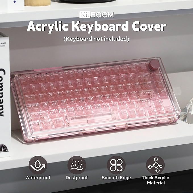 KiiBoom Premium Acrylic Transparent Keyboard Dust Cover, Waterproof, Anti-Dust, Anti-Cat Protector Cover Lid for Mechanical Keyboard (Clear, 12.6'' x 5.3'' x 0.78'')