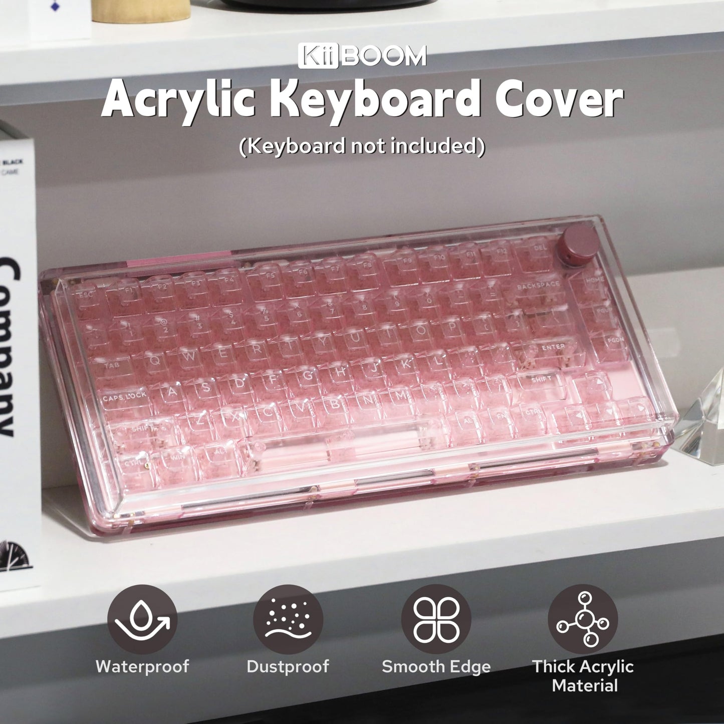 KiiBoom Premium Acrylic Transparent Keyboard Dust Cover, Waterproof, Anti-Dust, Anti-Cat Protector Cover Lid for Mechanical Keyboard (Clear, 12.6'' x 5.3'' x 0.78'')