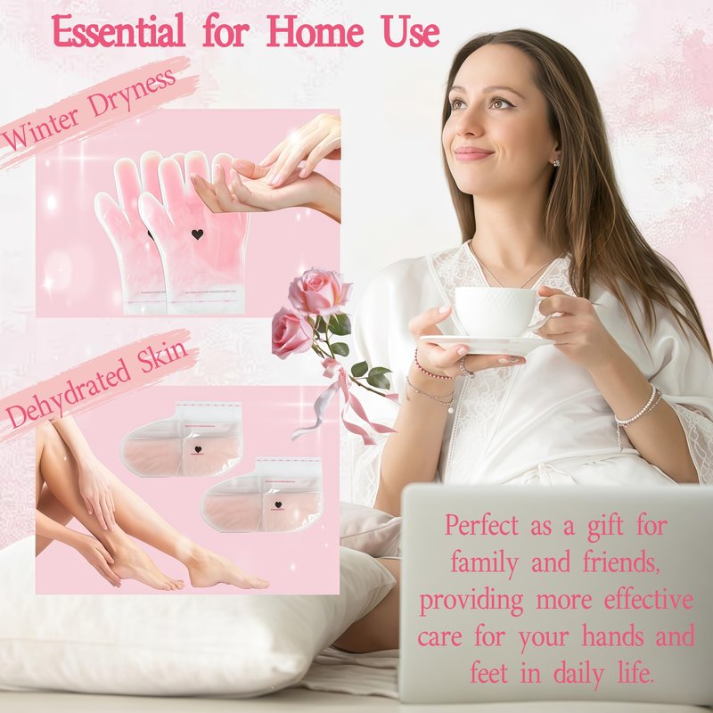 4 Pairs Paraffin Wax Gloves & Socks Set，Spa and Home Paraffin Wax for Hand and feet，Rose