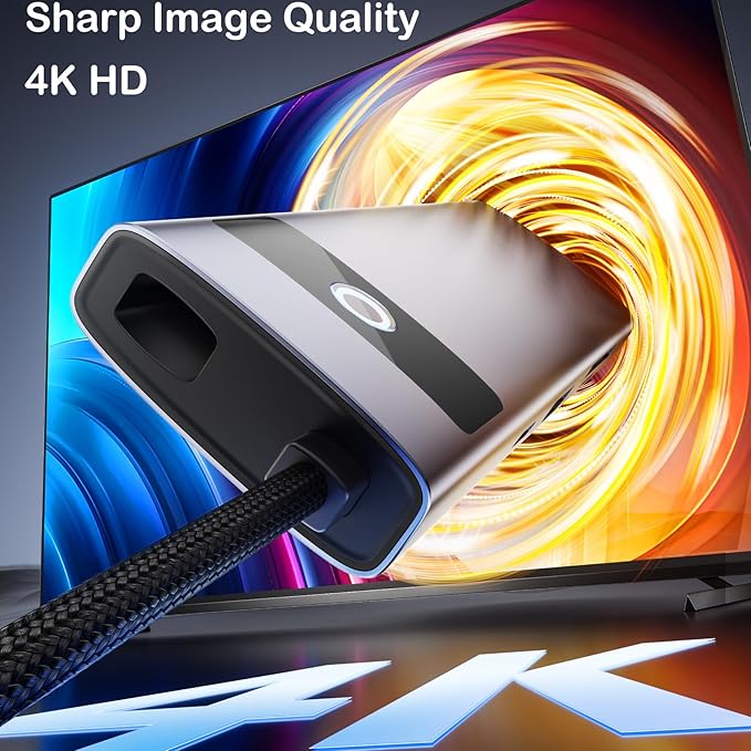 KAGO 8-in-1 USB C Hub Docking Station: 4K HDMI, 100W PD Fast Charging, 100M Ethernet, SD/TF Card Reader, USB 3.0/2.0 Ports - Aluminum Type-C Adapter for MacBook Pro/Air, iPad Pro, iPhone 15/16 Pro Max