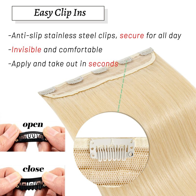S-noilite One Piece Clip in Human Hair Extensions 5 Clips 3/4 Full Head Clip on Remy Hair Extension For Women Lighter One-Piece Design 16Inch 45g Dark Brown