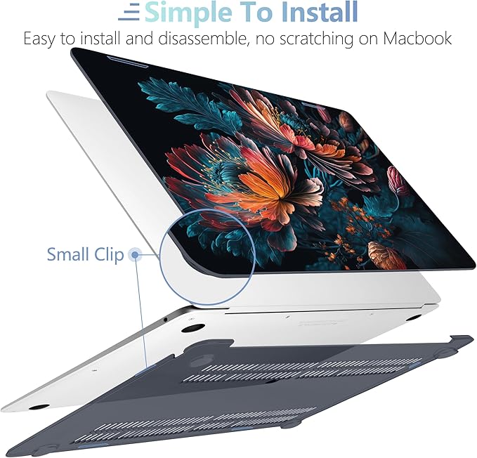 MEEgoodo for MacBook Air 13 inch Case 2021 2020 2019 2018 Released A2337 M1 A2179 A1932 with Touch ID, Plastic Hard Shell & Keyboard Cover Compatible 13.3, Bunch Flowers (A2337/A2179/A1932)