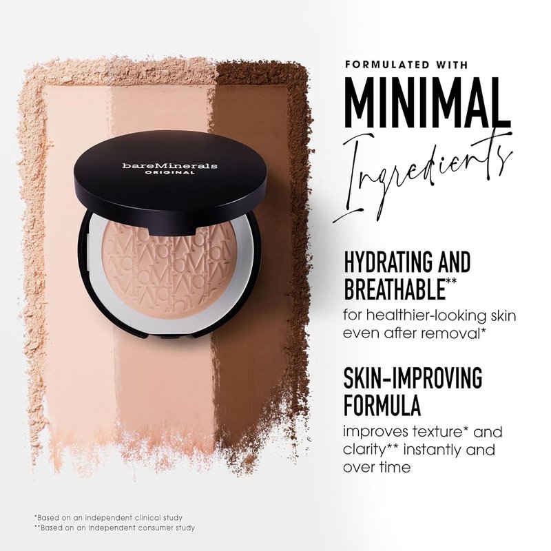 bareMinerals Original Pressed Powder Foundation - Talc-Free, SPF 15, Luminous Finish | Vegan, Buildable Coverage