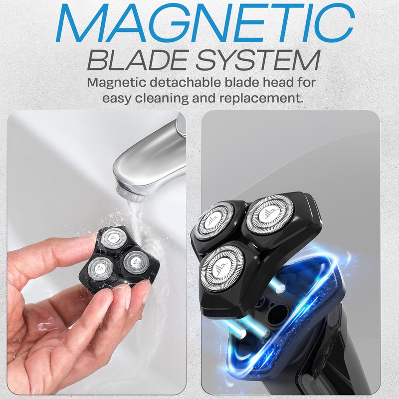 HUMMINGBIRD MK8 Premium Rotary Face Shaver, Rechargeable Wet & Dry Electric Shaver with Pop-up Trimmer, Electric Razor for Men, Waterproof, Cordless USB-C Rechargeable, LED Display, Travel Case