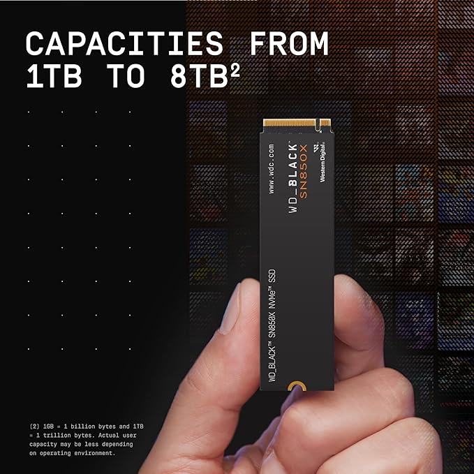 WD_BLACK SN850X 4TB NVMe SSD - M.2 2280, Up to 7,300 MB/s Read speeds, Up to 6,300 MB/s write speeds, Gaming Expansion, High Performance Internal Solid State Drive - WDS400T2X0E