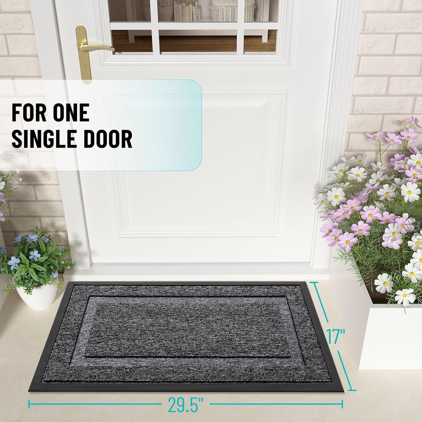 OLANLY Waterproof Front Door Mat | All-Season Indoor Outdoor Doormat, Easy Clean, 33x21, Black and White