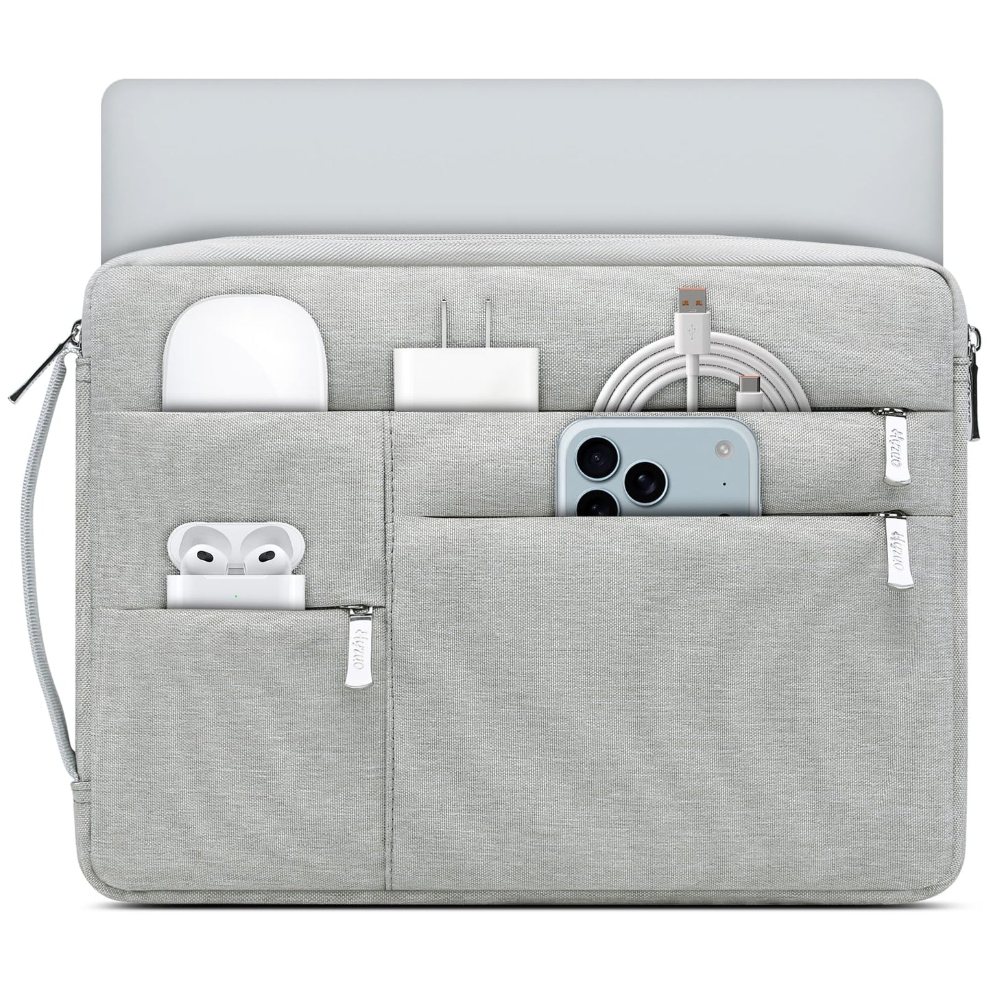HYZUO 13.3-14 Inch Laptop Sleeve Bag for MacBook Pro 14 M5-M1 Pro/Max A3426 A3427 2026-2021, MacBook Air/Pro 13, 13.8-13.5 Surface Laptop/Book, NoteBook Case for 13" HP Dell Lenovo Asus, Light Gray