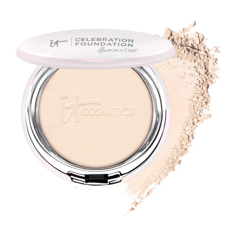 IT Cosmetics Celebration Foundation Illumination - Anti-Aging, Full Coverage Foundation Powder - With Drops of Light Technology for Added Radiance - Blurs Pores, Wrinkles & Imperfections - 0.3 oz