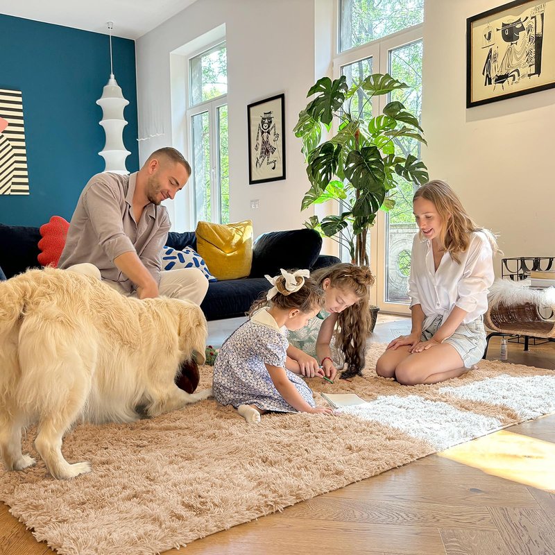 OLANLY 4x9 Area Rugs for Living Room Bedroom, Machine Washable Soft Fluffy Shaggy Bedside Rug, Indoor Floor Carpet for Kids Girls and Boys, Dorms, Nursery Rooms, Home Decor Aesthetic, Beige