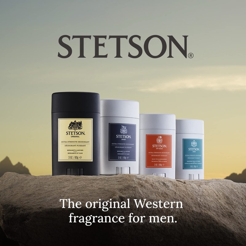 STETSON Personal Care Extra Strength Deodorant by Scent Beauty - Gel Men's Deodorant Stick for Grooming Kit - 3 oz - 3 Pack - Original
