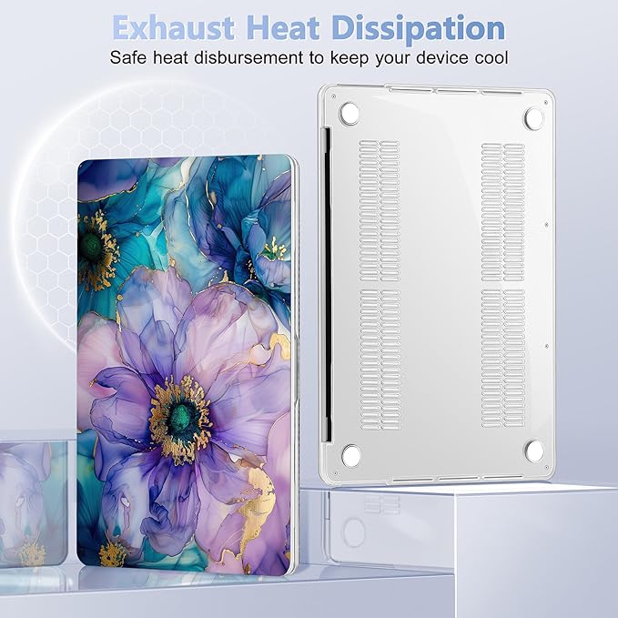 Lepeoac for MacBook Pro 16 inch Case 2019 2020 Release Model A2141, Plastic Hard Shell Cover with Keyboard cover & Screen Protector for MacBook Pro 16 inch with Touch Bar & Touch ID, Fluid Art Flowers